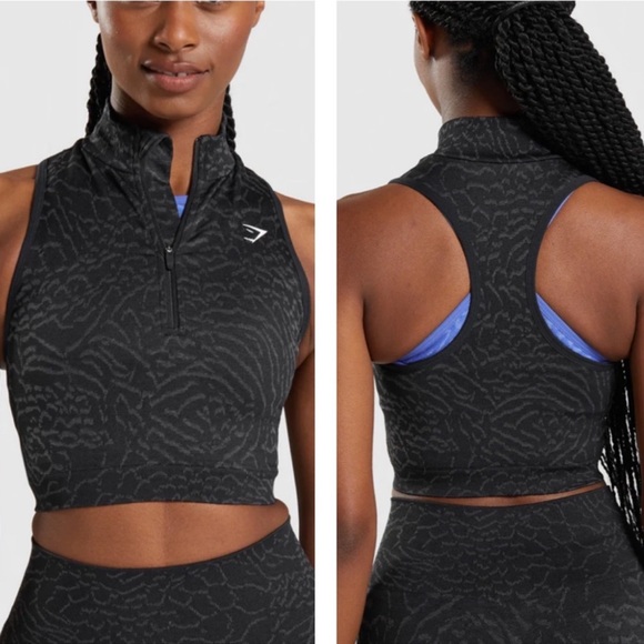 Gymshark Tops - GymShark ADAPT ANIMAL SEAMLESS CROP 1/2 ZIP-Size Large
